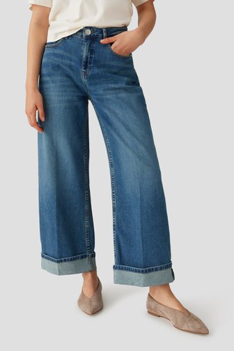 Voorkant van Blauwe jeans met omslag - Wide leg fit  door Opus voor Dames