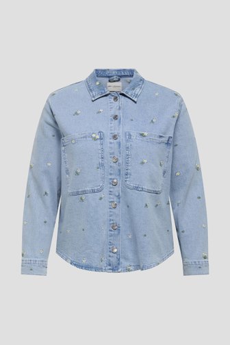 Blauwe jeansvest met geborduurde bloemen van Only Carmakoma voor Dames