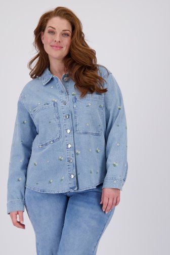 Blauwe jeansvest met geborduurde bloemen van Only Carmakoma voor Dames