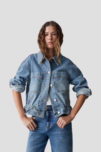 Blauwe jeansvest met koord in de zoom van Opus voor Dames