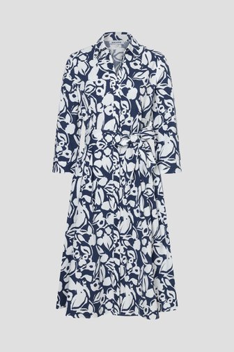 Voorkant van Blauwe katoenen midi-jurk met bloemenprint door More & More voor Dames