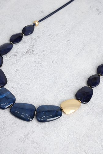 Voorkant van Blauwe ketting met goudkleurig accent door Liberty Island voor Dames