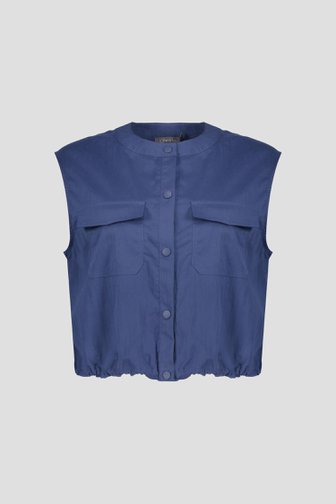 Voorkant van Blauwe mouwloze blouse door Geisha voor Dames