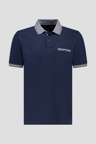 Blauwe polo met gestreepte kraag van Dansaert Blue voor Heren