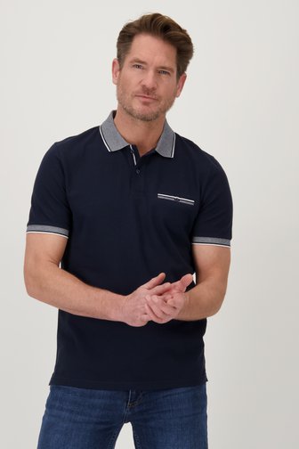 Blauwe polo met gestreepte kraag van Dansaert Blue voor Heren