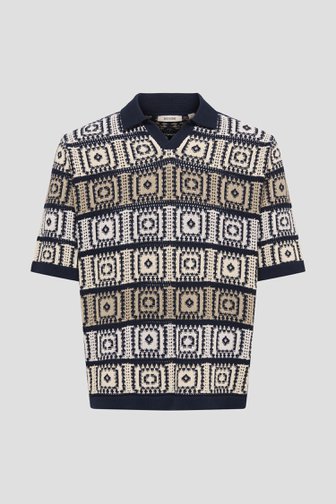 Voorkant van Blauwe polo met grafisch motief door Only & Sons voor Heren