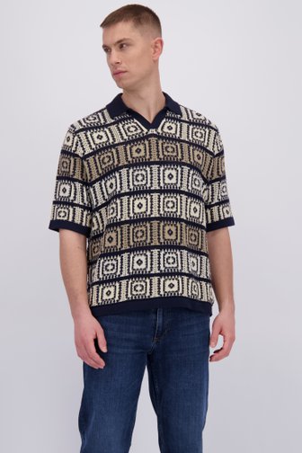 Voorkant van Blauwe polo met grafisch motief door Only & Sons voor Heren