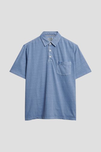Productfoto 1 van Blauwe polo met korte mouwen en borstzakje door Superdry voor Heren