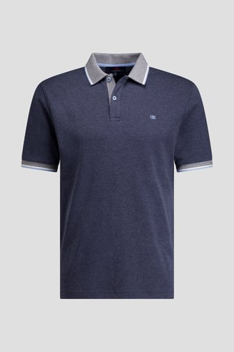 Blauwe polo met lichtgrijs accent