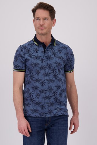 Dansaert Blue Blauwe polo met palmboomprint