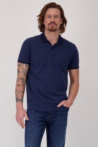 Blauwe polo met ruitenmotief van Bluefields voor Heren