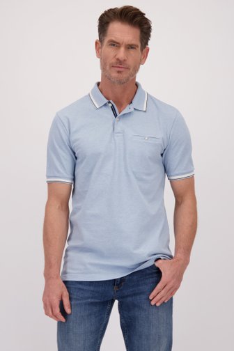 Voorkant van Blauwe polo met witte en donkerblauwe details door Dansaert Blue voor Heren