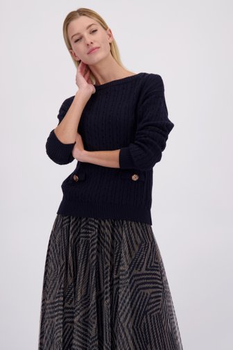 Voorkant van Blauwe pull met gouden knopen door More & More voor Dames