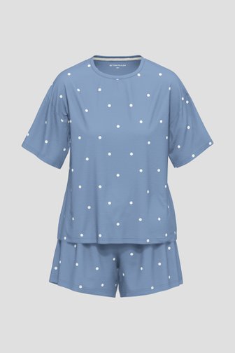 Blauwe pyjamaset met T-shirt en short van Tom Tailor voor Dames