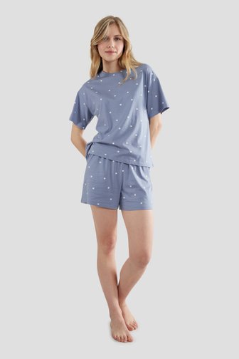 Blauwe pyjamaset met T-shirt en short van Tom Tailor voor Dames