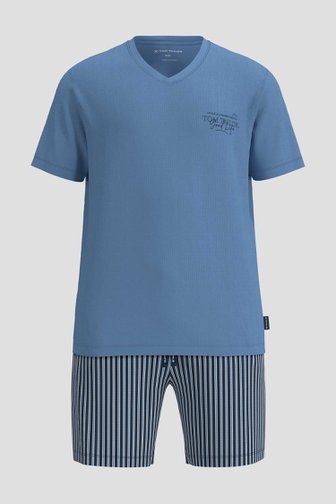 Productfoto 1 van Blauwe pyjamaset met T-shirt en short door Tom Tailor voor Heren