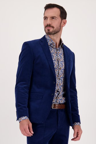 Blauwe ribfluwelen kostuumvest - Slim fit van Upper East voor Heren