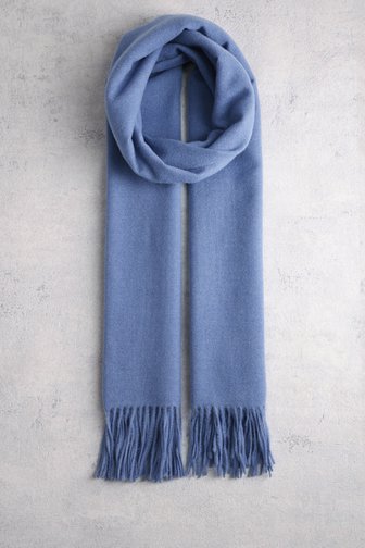 Modeno Blauwe sjaal met franjes