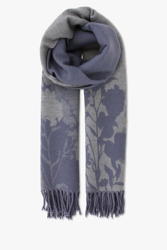 Blauwe sjaal met lichtgrijze bloemenprint van Modeno voor Dames