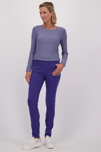 Voorkant van Blauwe stretchbroek met elastische taille door Claude Arielle voor Dames