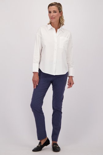 Voorkant van Blauwe stretchbroek met elastische tailleband door Claude Arielle voor Dames