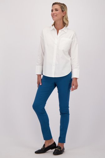 Voorkant van Blauwe stretchbroek met elastische tailleband door Claude Arielle voor Dames