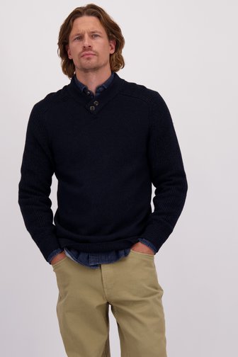 Voorkant van Blauwe trui met V-hals door Ravøtt voor Heren