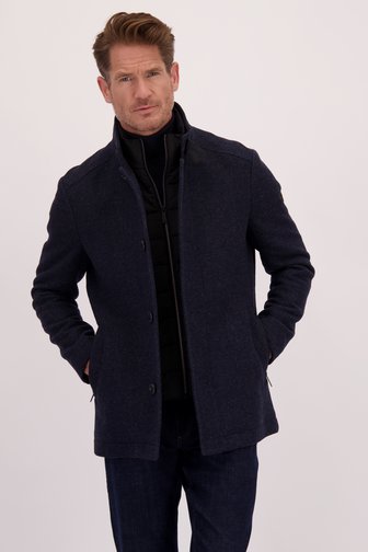 Voorkant van Blauwe wollen mantel door Dansaert Blue voor Heren