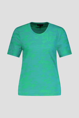 Blauwgroen T-shirt met fijne bladerprint van Claude Arielle voor Dames