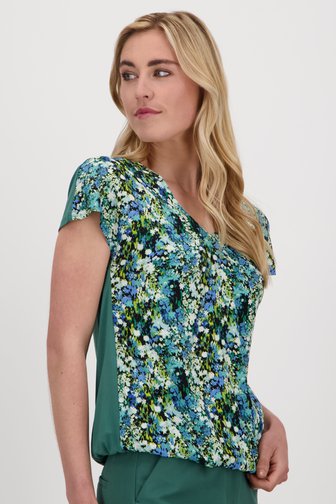 Libelle Blauwgroene blouse met korte mouwen