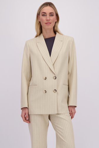 Le devant de Blazer beige à rayures noires de Liberty Island pour Femmes