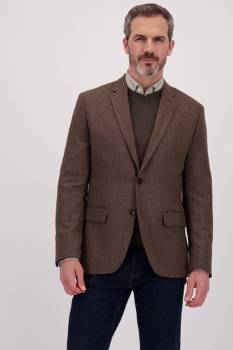 Le devant de Blazer brun en laine à effet chiné de Dansaert Black Premium pour Hommes