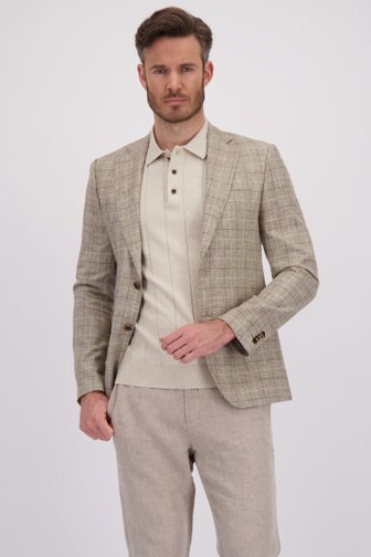Le devant de Blazer en lin à carreaux marron clair de Upper East pour Hommes