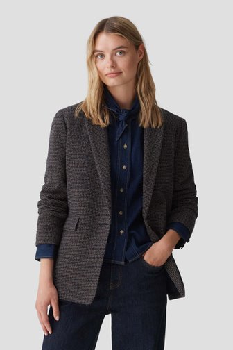 Blazer met bruin-blauw pied-de-poule motief van Opus voor Dames