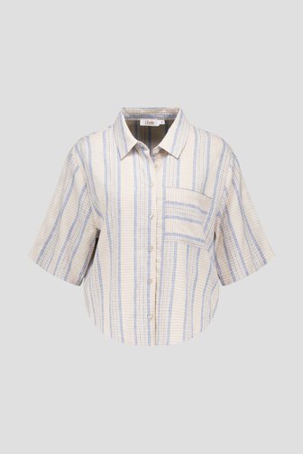 Le devant de Blouse à carreaux beige à manches courtes de Libelle pour Femmes