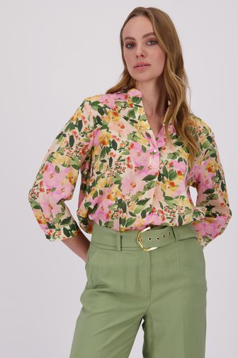 Blouse à fleurs roses et vertes de More & More pour Femmes