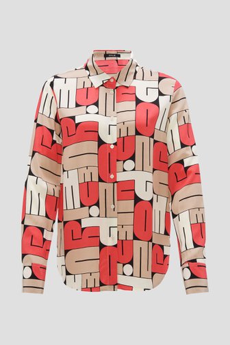 Le devant de Blouse à imprimé beige-rouge	 de Opus pour Femmes
