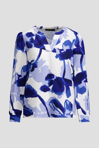Photo produit 1 de Blouse à imprimé floral bleu de Claude Arielle pour Femmes