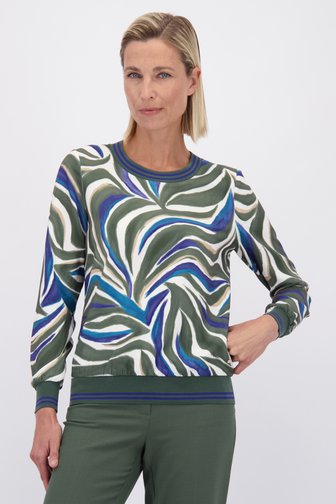 Le devant de Blouse à imprimé graphique bleu et vert de Claude Arielle pour Femmes