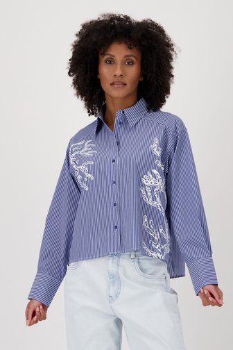 Blouse à rayures bleu clair