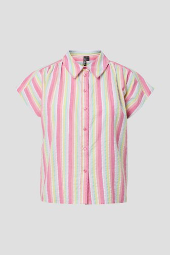 Photo produit 1 de Blouse à rayures multicolores à manches courtes de Pieces pour Femmes