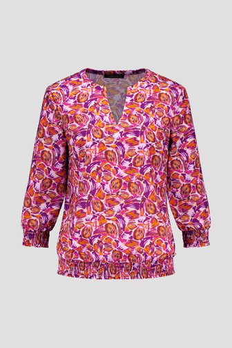 Blouse à taille élastiquée violet-orange de Claude Arielle pour Femmes