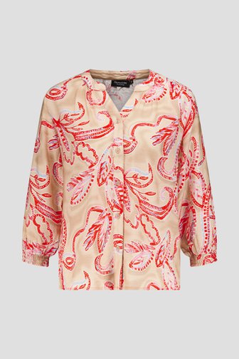 Blouse beige à imprimé rouge de Signature pour Femmes