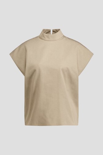 Le devant de Blouse beige à manches courtes de Louise pour Femmes