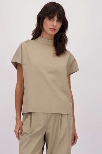Le devant de Blouse beige à manches courtes de Louise pour Femmes