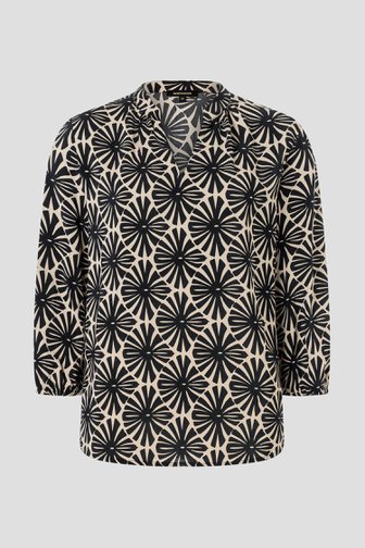 Blouse beige avec imprimé floral noir de More & More pour Femmes