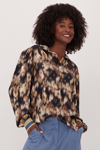 Blouse beige avec imprimé, female, Marque: Geisha