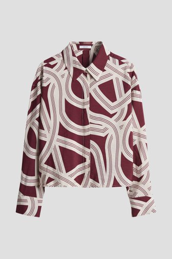 Le devant de Blouse beige clair à imprimé graphique bordeaux de Opus pour Femmes