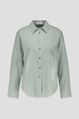 Le devant de Blouse blanche à motif rayé vert foncé de Liberty Island pour Femmes