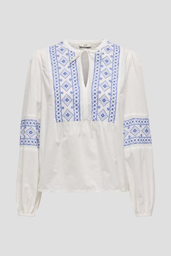 Blouse blanche avec broderie bleue de JDY pour Femmes